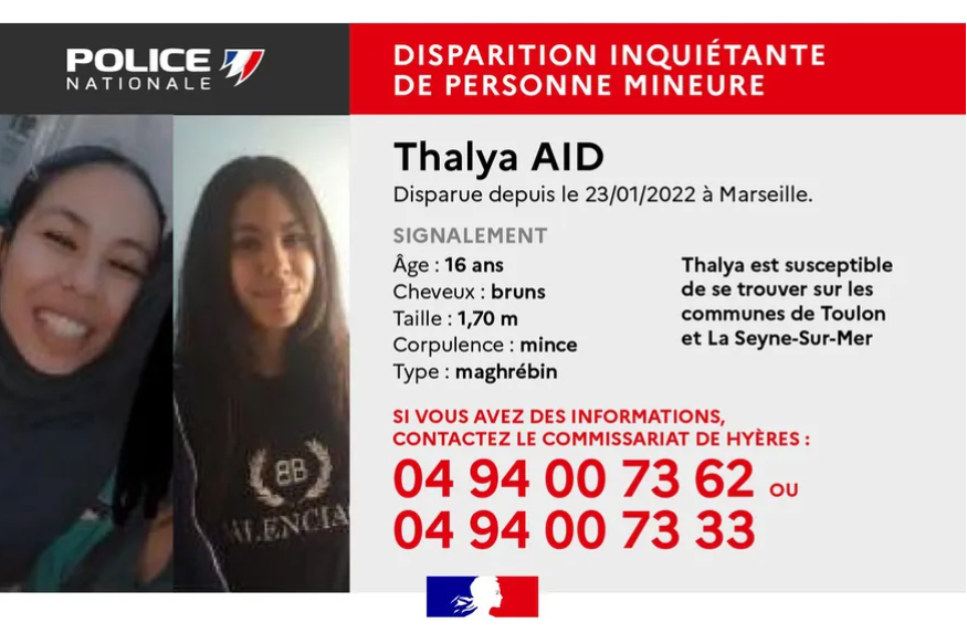 Un appel à témoins lancé pour retrouver Thalya, 16 ans